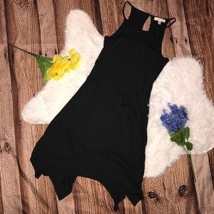 ❤️ Solid black a line asymmetrical skirt dress